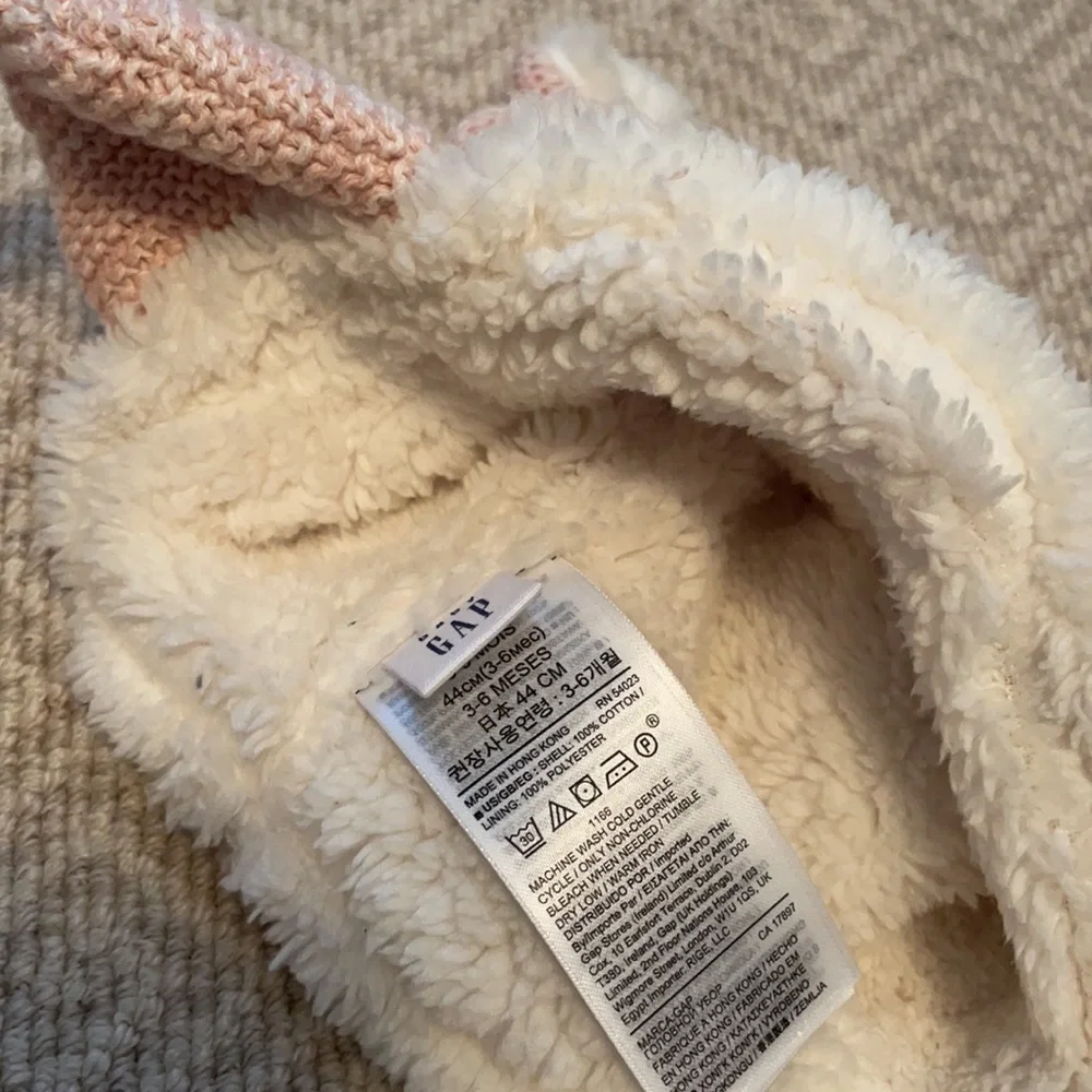Baby Gap Sherpa Lined pink and Cream Jacket and Hat 3-6M